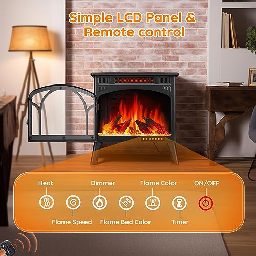 Rintuf 1500W Electric Fireplace Heater with Remote