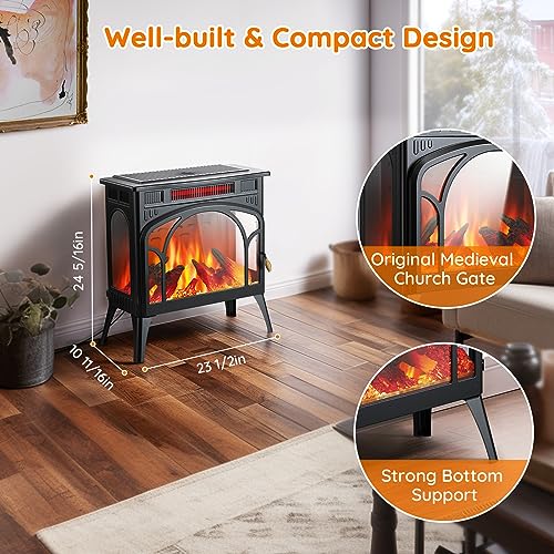 Rintuf 1500W Electric Fireplace Heater with Remote