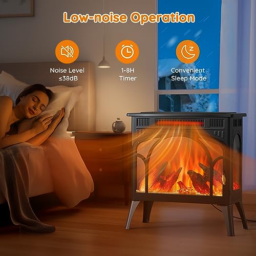 Rintuf 1500W Electric Fireplace Heater with Remote