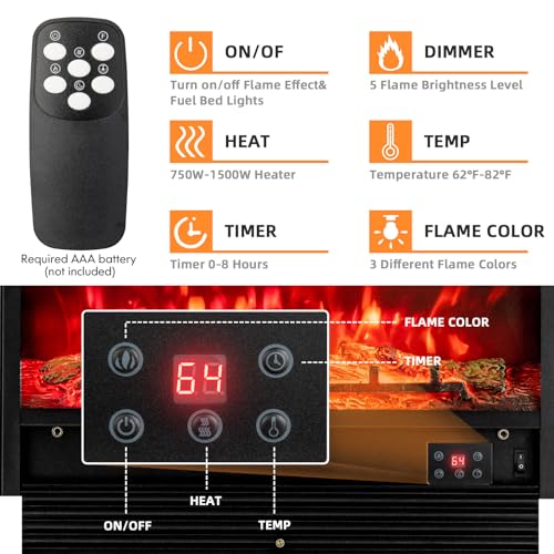 Giantex 28.5" Electric Fireplace Insert with Remote