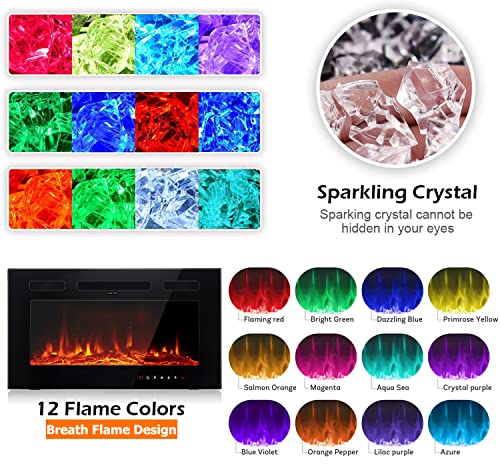Maxhonor 30" Electric Fireplace Insert with LED Colors