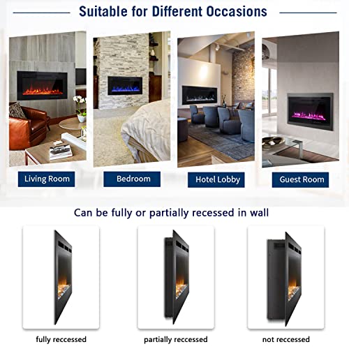 Maxhonor 30" Electric Fireplace Insert with LED Colors