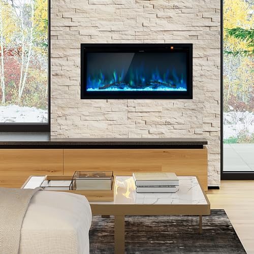 COSTWAY 36-Inch Electric Fireplace with Adjustable Flames