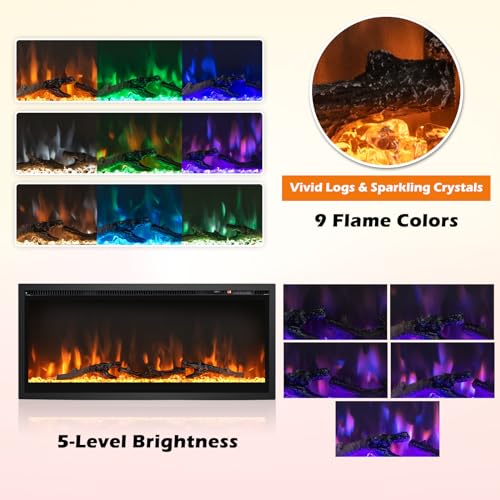 COSTWAY 36-Inch Electric Fireplace with Adjustable Flames