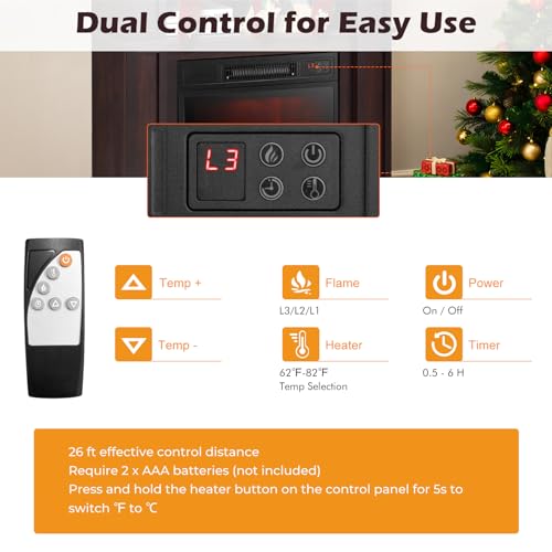 GOFLAME 32" Electric Fireplace with Remote Control