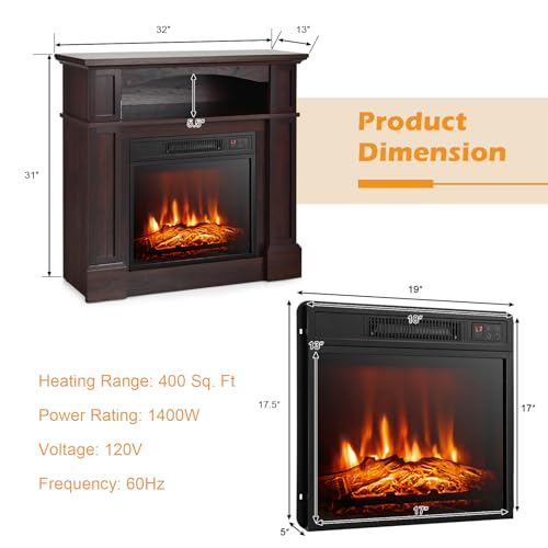 GOFLAME 32" Electric Fireplace with Remote Control