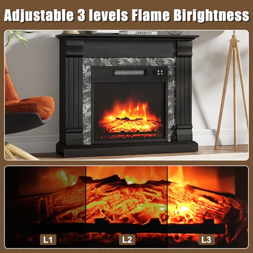 Fireplace Mantel with Electric Heater and Remote