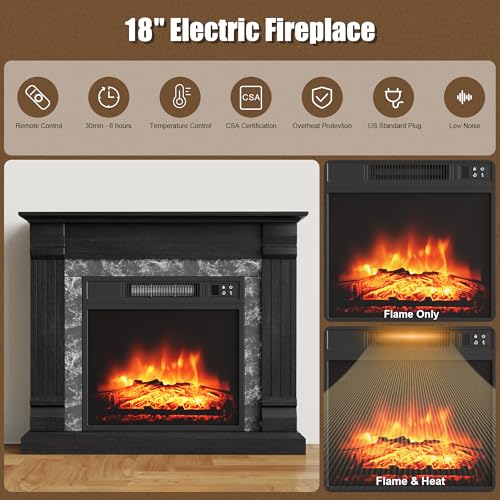 Fireplace Mantel with Electric Heater and Remote