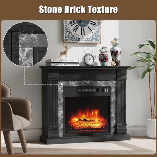 Fireplace Mantel with Electric Heater and Remote