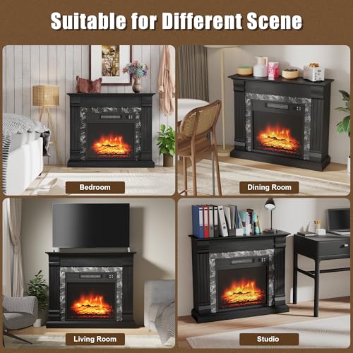 Fireplace Mantel with Electric Heater and Remote