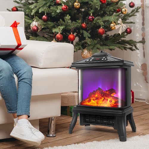 18" 3-Sided Electric Fireplace with Remote Heater