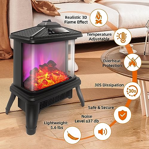 18" 3-Sided Electric Fireplace with Remote Heater