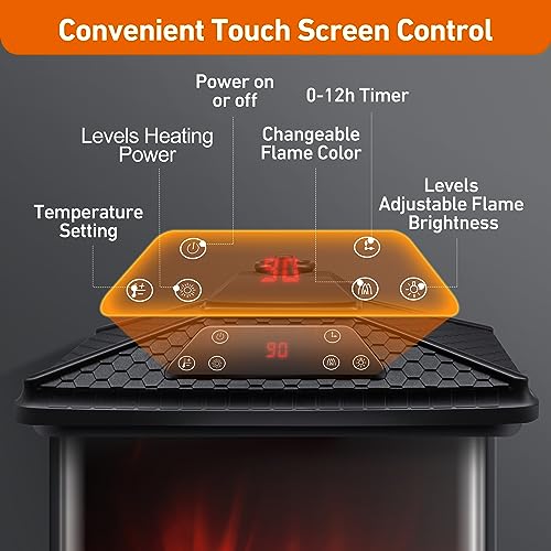 18" 3-Sided Electric Fireplace with Remote Heater