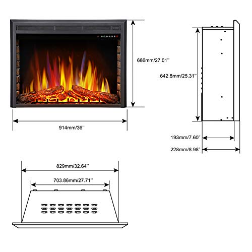 36" Electric Fireplace Insert with Remote Control