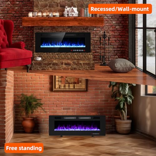 BREEZEHEAT 50" Electric Wall-Mounted Fireplace with Remote