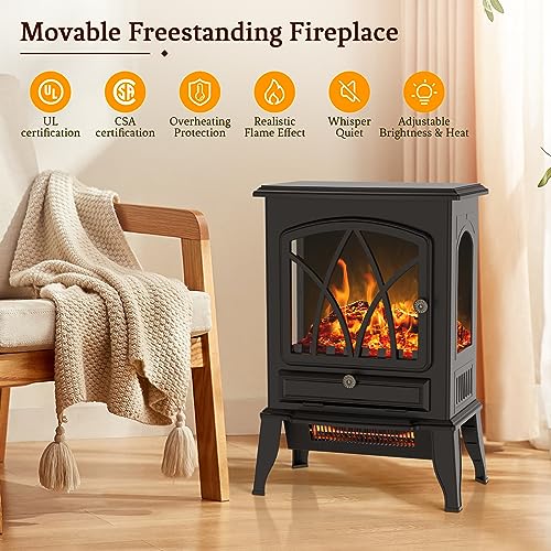 Freestanding Infrared Electric Fireplace Stove Heater