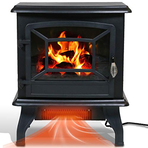 20" Electric Fireplace Heater with Thermostat and Flame Effect