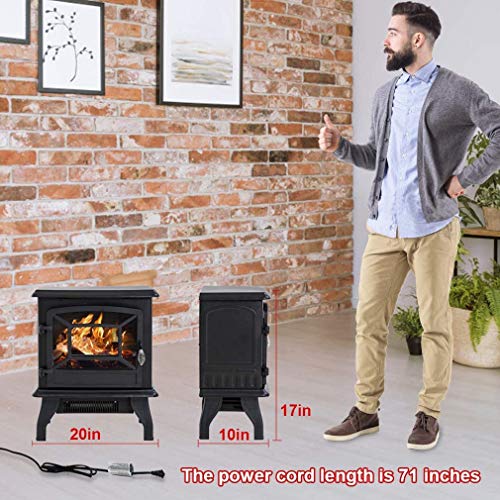 20" Electric Fireplace Heater with Thermostat and Flame Effect