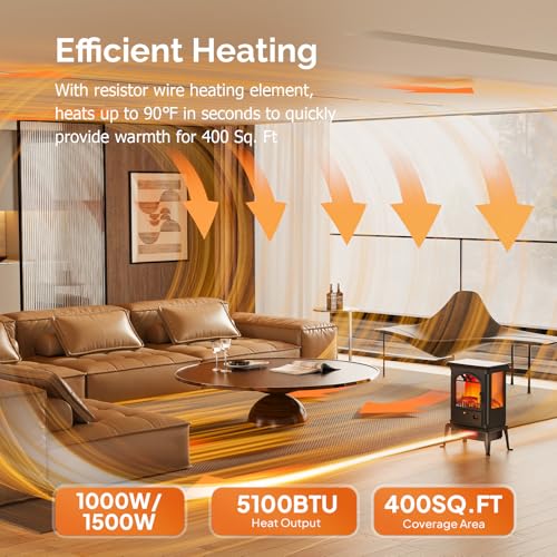 ROVSUN 1500W Electric Fireplace Stove with Remote