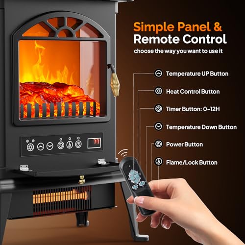 ROVSUN 1500W Electric Fireplace Stove with Remote
