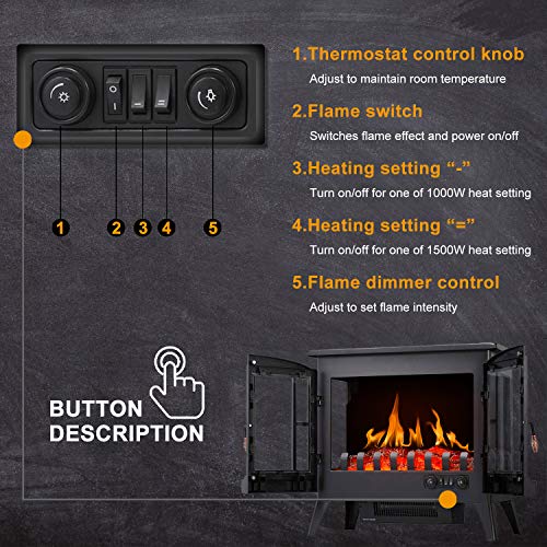 R.W.FLAME 23" Electric Infrared Fireplace Heater