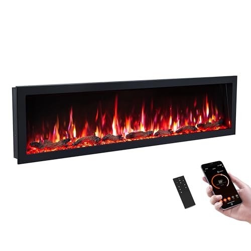 PuraFlame Bernice 72" Smart Electric Fireplace