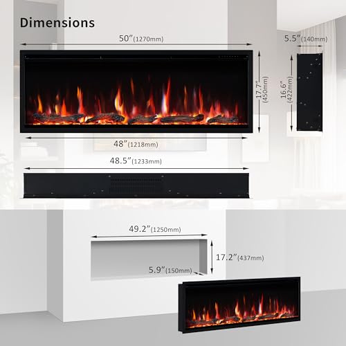 PuraFlame Herman 50" Smart Electric Fireplace