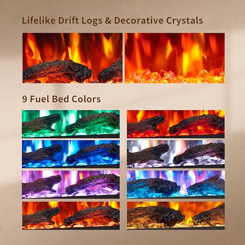 PuraFlame Bernice 72" Smart Electric Fireplace