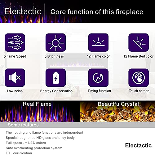 60-Inch Recessed Electric Fireplace with Remote Control