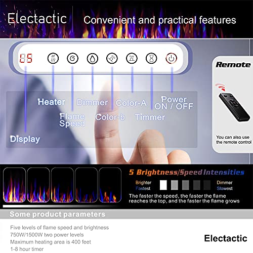 60-Inch Recessed Electric Fireplace with Remote Control