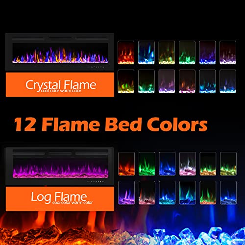 50" Electric Wall-Mounted Fireplace with Remote Control