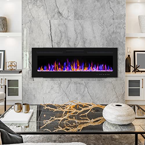 50" Electric Wall-Mounted Fireplace with Remote Control