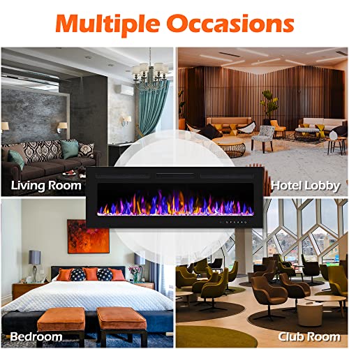 50" Electric Wall-Mounted Fireplace with Remote Control