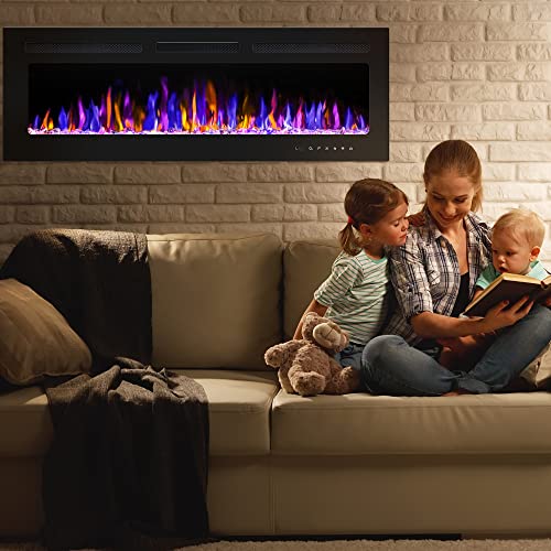 50" Electric Wall-Mounted Fireplace with Remote Control