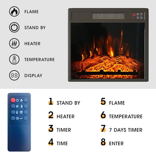 Electric Fireplace Insert with Remote Control
