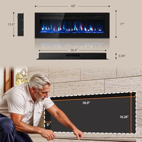 Manastin 60" Electric Fireplace with Remote Control