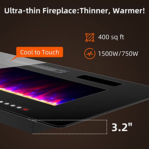BREEZEHEAT 60" Wall-Mounted Electric Fireplace with Heater