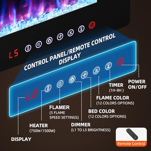 BREEZEHEAT 60" Wall-Mounted Electric Fireplace with Heater