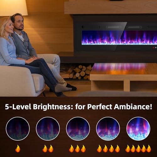 BREEZEHEAT 60" Wall-Mounted Electric Fireplace with Heater