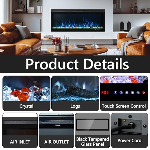 Mystflame 60" Electric Fireplace Insert with Remote