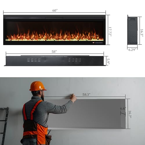 Mystflame 60" Electric Fireplace Insert with Remote