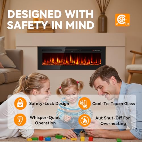 60-Inch Ultra-Thin Electric Fireplace Insert