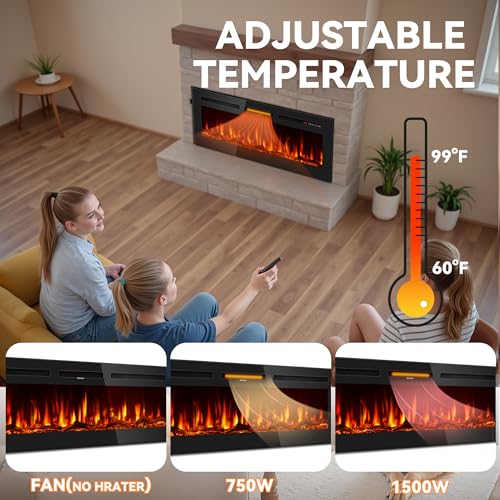 60-Inch Ultra-Thin Electric Fireplace Insert