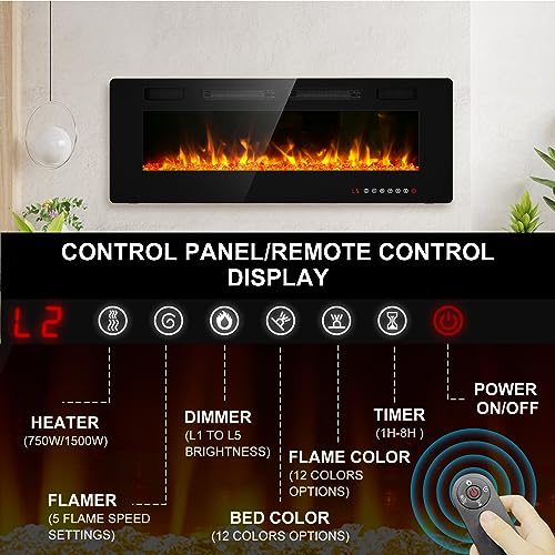 BREEZEHEAT 50-Inch Recessed Electric Fireplace Heater