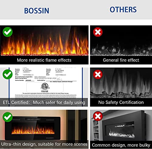 BOSSIN 72 Inch Ultra-Thin Electric Fireplace