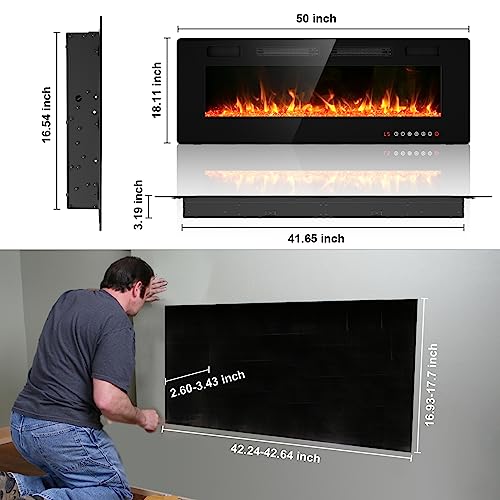 BREEZEHEAT 50-Inch Recessed Electric Fireplace Heater