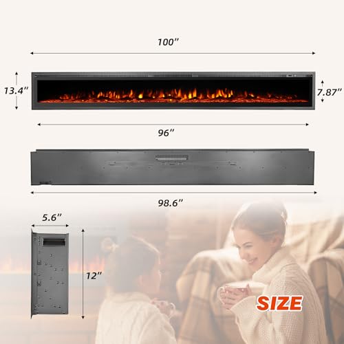 Mellcom 100-Inch Electric Fireplace with Remote Control