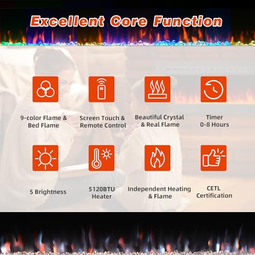 Mellcom 100-Inch Electric Fireplace with Remote Control