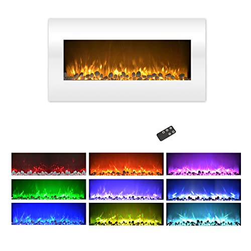 36" Wall Mounted Electric Fireplace with LED Flames