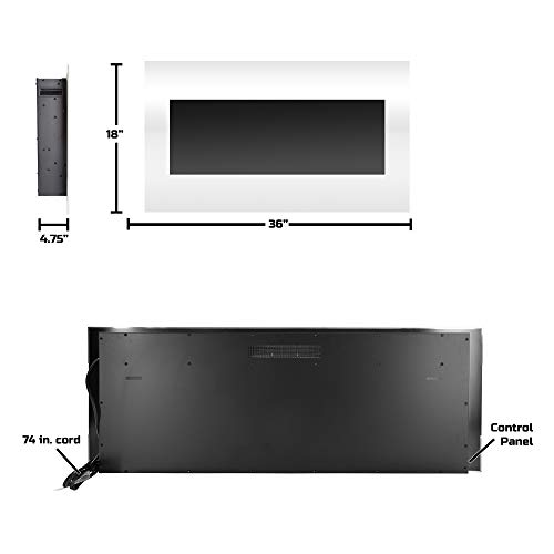 36" Wall Mounted Electric Fireplace with LED Flames